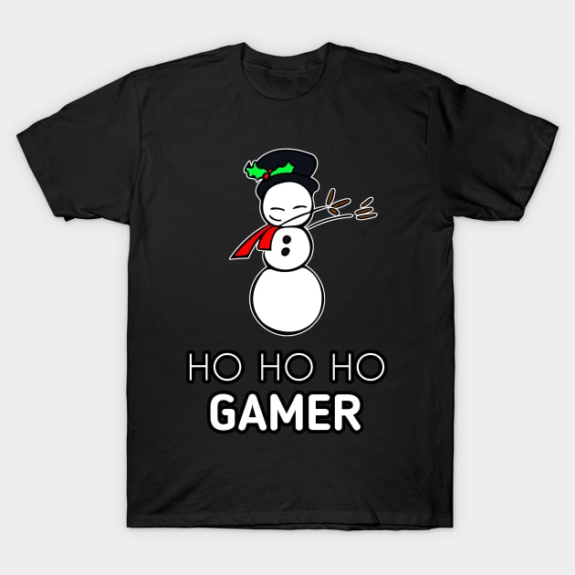 Ho Ho Ho Gamer Snowman Dabbing T-Shirt by MaystarUniverse